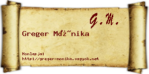 Greger Mónika névjegykártya